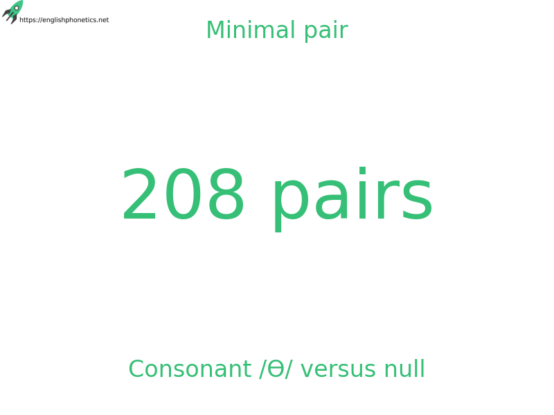 Minimal pair: Consonant /Ɵ/ versus null, 208 pairs