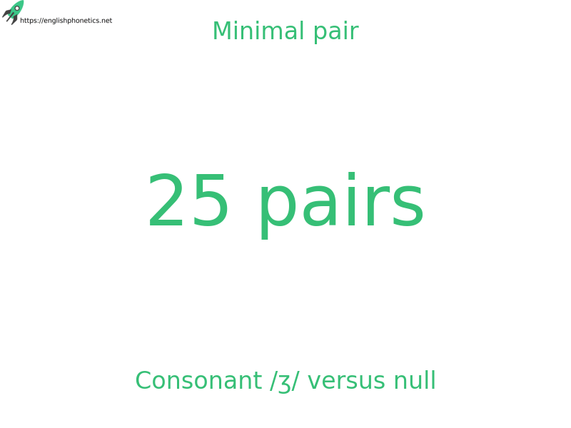 Minimal pair: Consonant /ʒ/ versus null, 25 pairs