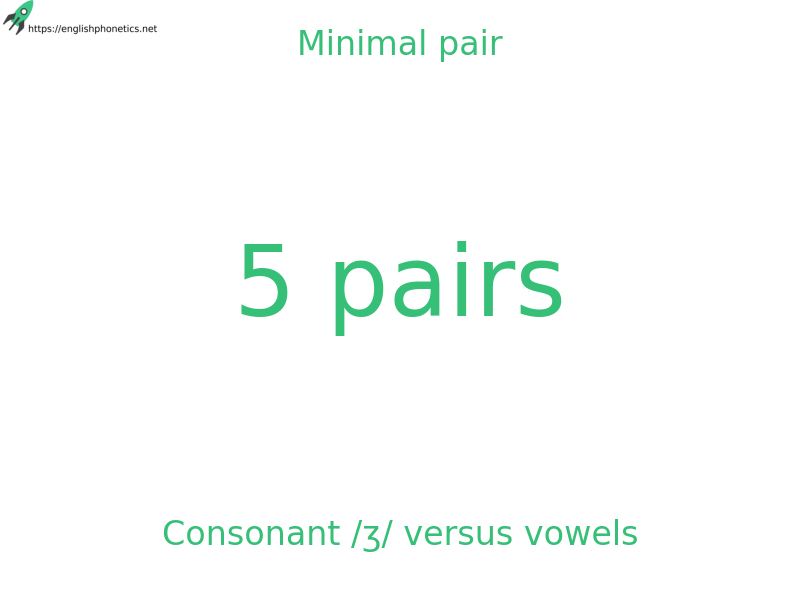 Minimal pair: Consonant /ʒ/ versus vowels, 5 pairs