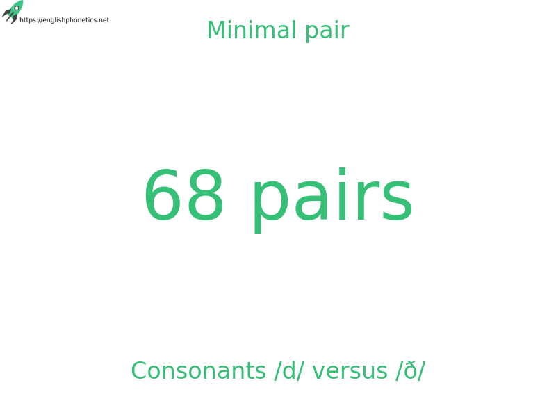Minimal pair: Consonants /d/ versus /ð/, 68 pairs