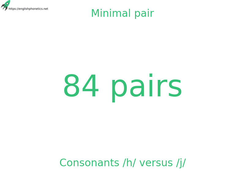 Minimal pair: Consonants /h/ versus /j/, 84 pairs