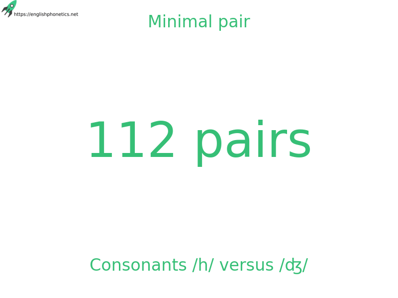Minimal pair: Consonants /h/ versus /ʤ/, 112 pairs