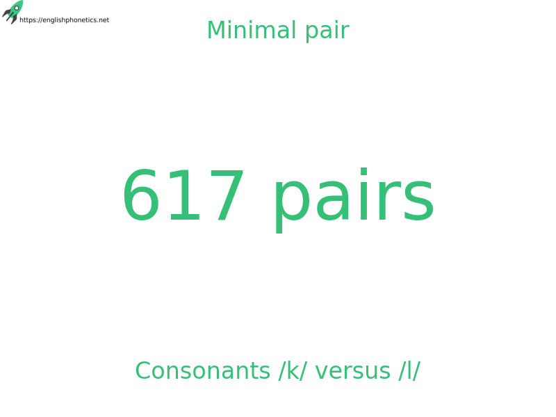 Minimal pair: Consonants /k/ versus /l/, 617 pairs