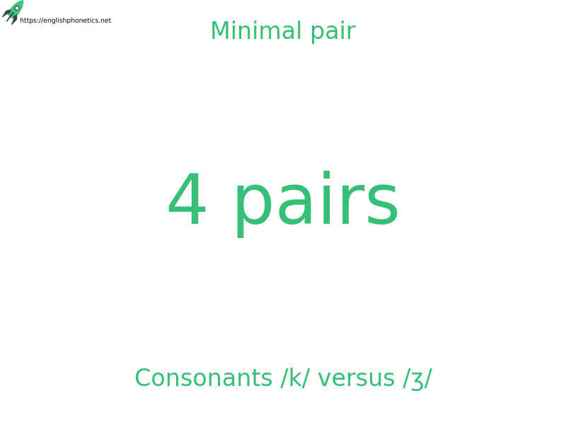 Minimal pair: Consonants /k/ versus /ʒ/, 4 pairs