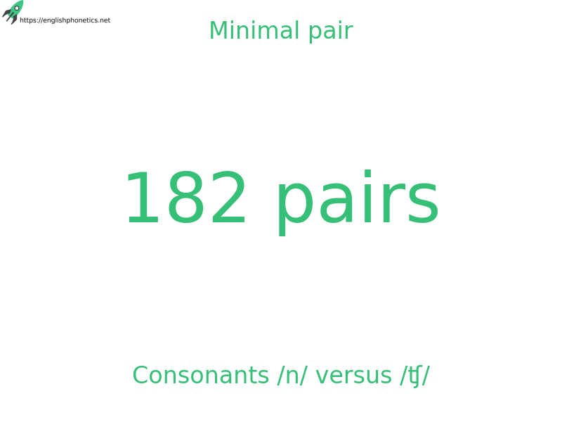 Minimal pair: Consonants /n/ versus /ʧ/, 182 pairs