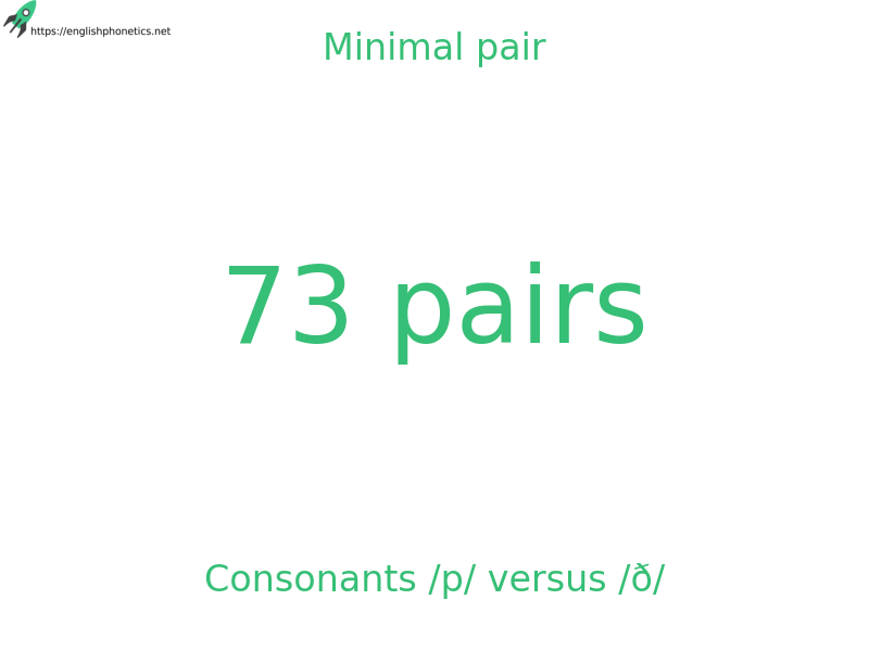 Minimal pair: Consonants /p/ versus /ð/, 73 pairs