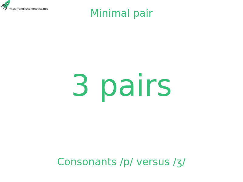 Minimal pair: Consonants /p/ versus /ʒ/, 3 pairs