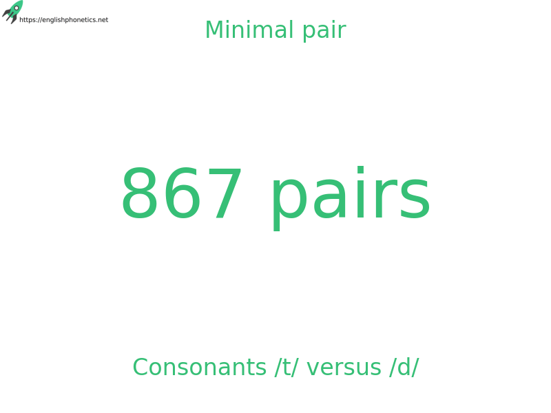 Minimal pair: Consonants /t/ versus /d/, 867 pairs