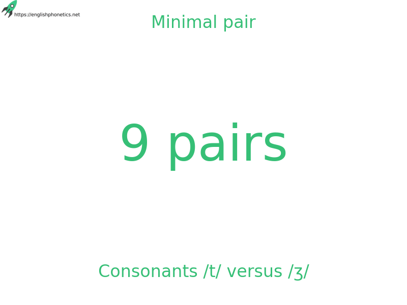 Minimal pair: Consonants /t/ versus /ʒ/, 9 pairs