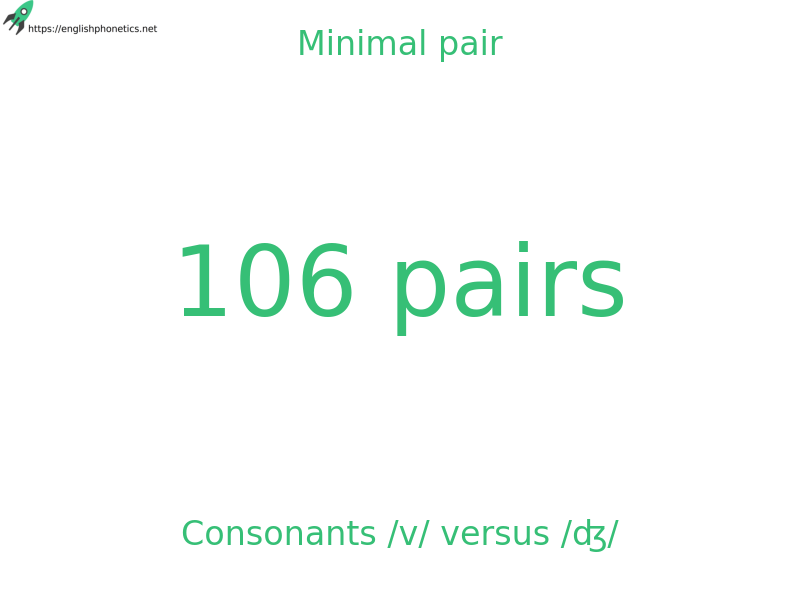 Minimal pair: Consonants /v/ versus /ʤ/, 106 pairs