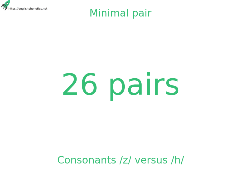Minimal pair: Consonants /z/ versus /h/, 26 pairs