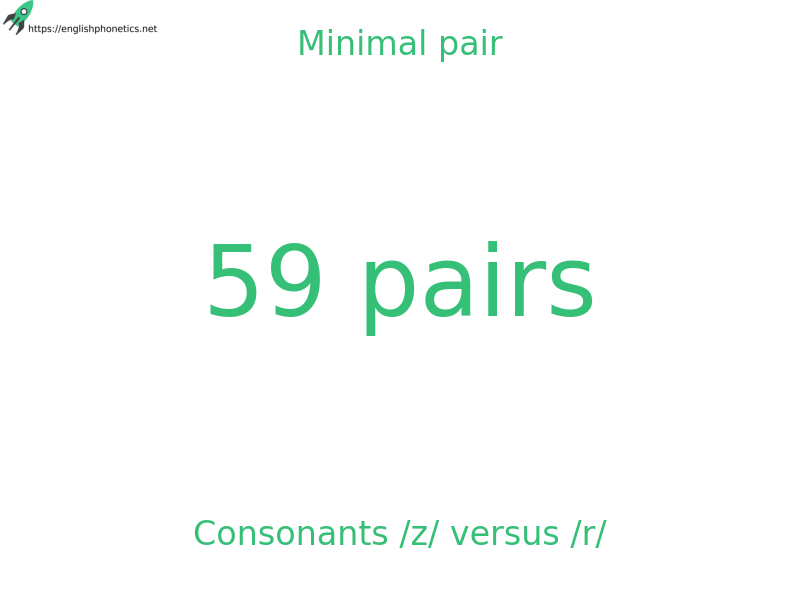 Minimal pair: Consonants /z/ versus /r/, 59 pairs