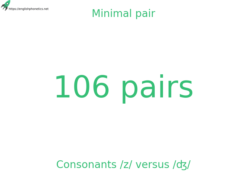 Minimal pair: Consonants /z/ versus /ʤ/, 106 pairs