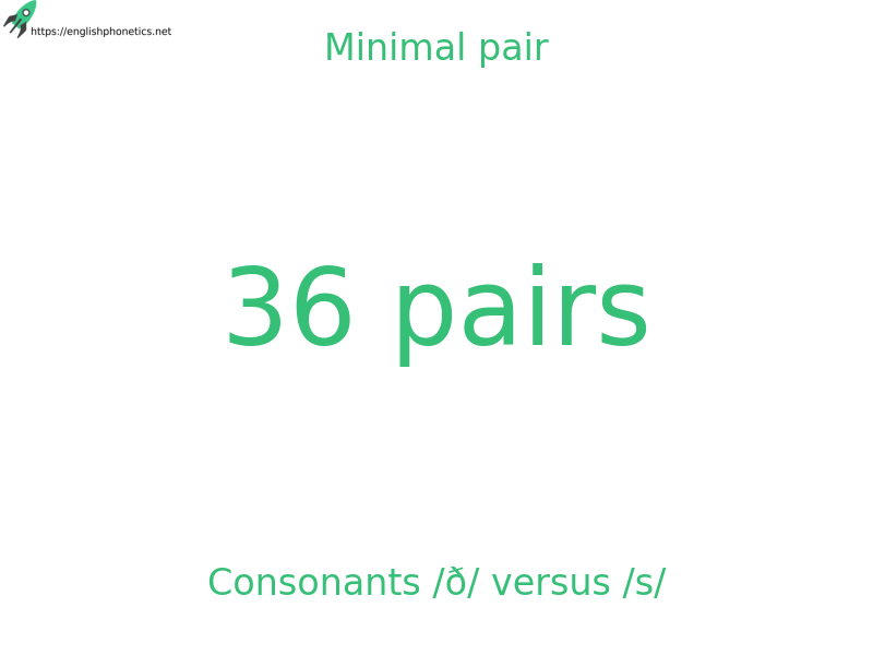 Minimal pair: Consonants /ð/ versus /s/, 36 pairs