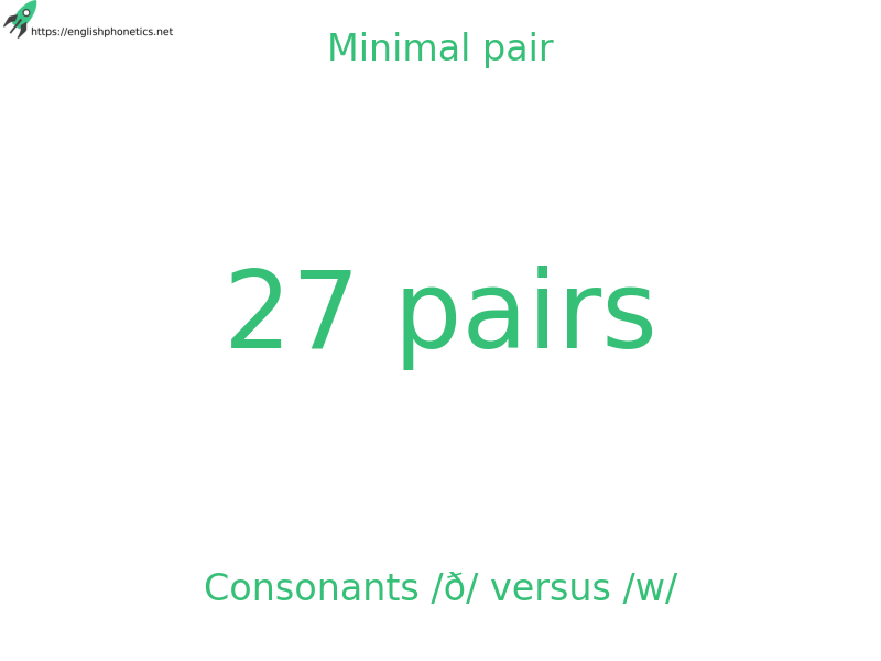 Minimal pair: Consonants /ð/ versus /w/, 27 pairs
