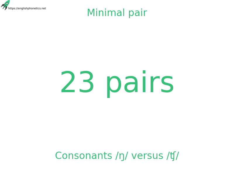 Minimal pair: Consonants /ŋ/ versus /ʧ/, 23 pairs