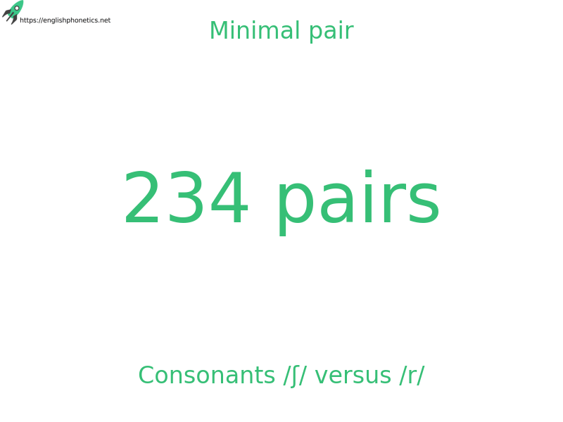 Minimal pair: Consonants /ʃ/ versus /r/, 234 pairs