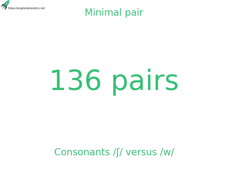 Minimal pair: Consonants /ʃ/ versus /w/, 136 pairs