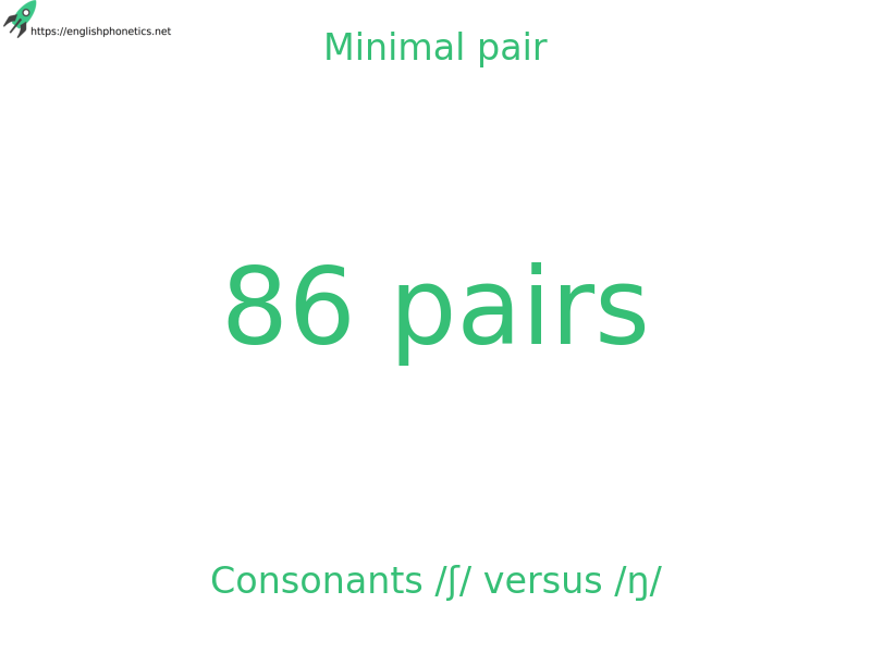 Minimal pair: Consonants /ʃ/ versus /ŋ/, 86 pairs