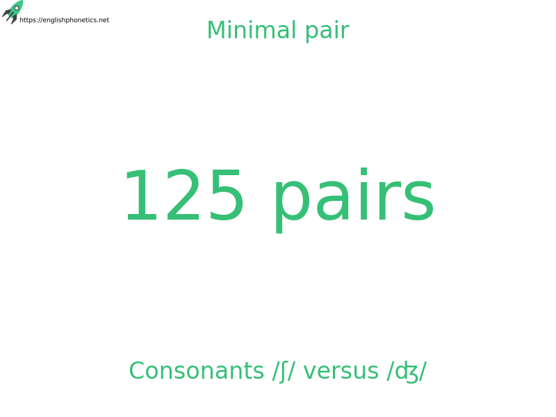 Minimal pair: Consonants /ʃ/ versus /ʤ/, 125 pairs