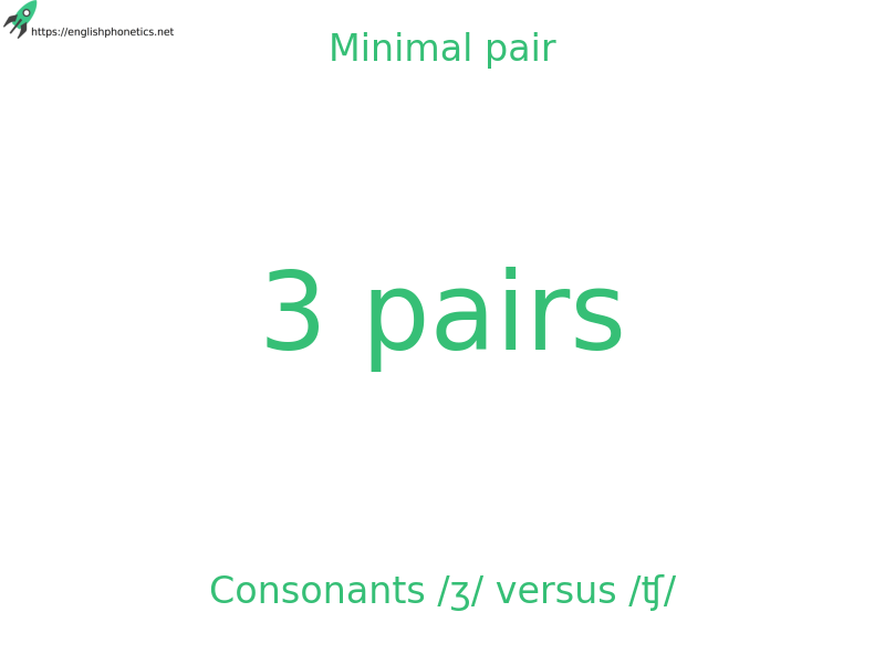 Minimal pair: Consonants /ʒ/ versus /ʧ/, 3 pairs
