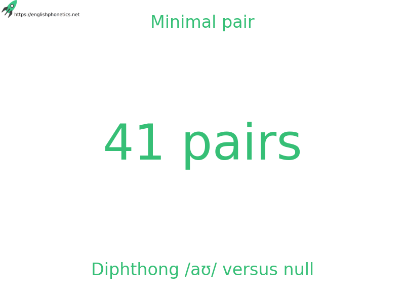 Minimal pair: Diphthong /aʊ/ versus null, 41 pairs