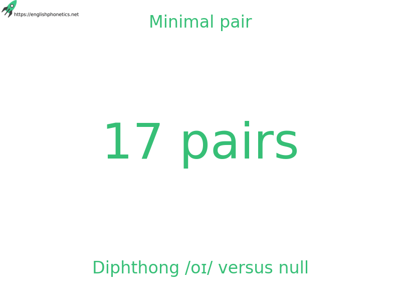 Minimal pair: Diphthong /oɪ/ versus null, 17 pairs
