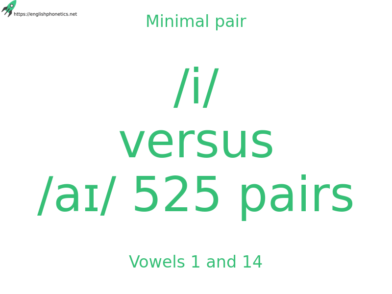 Minimal pair: Vowels 1 and 14, /i/ versus /aɪ/ 525 pairs