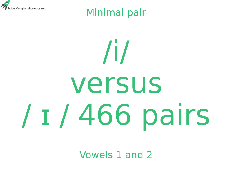 Minimal pair: Vowels 1 and 2, /i/ versus / ɪ / 466 pairs