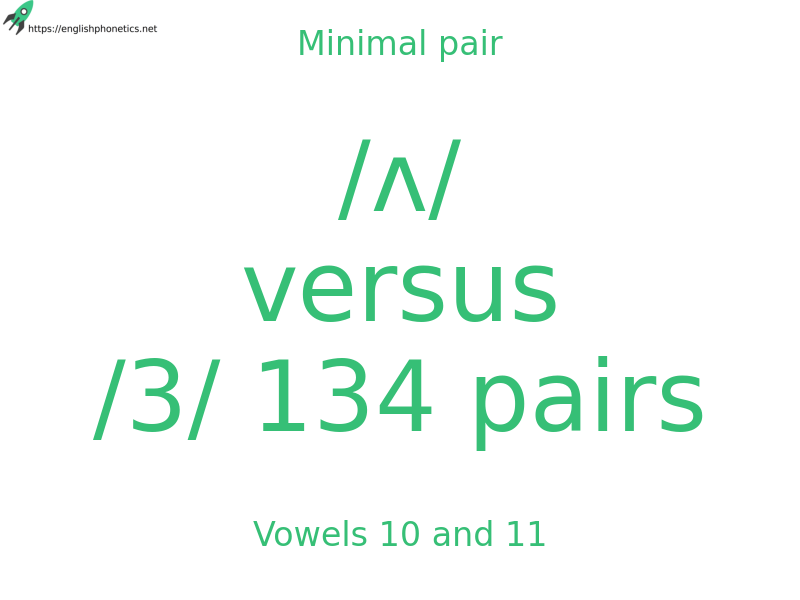 Minimal pair: Vowels 10 and 11, /ʌ/ versus /3/ 134 pairs
