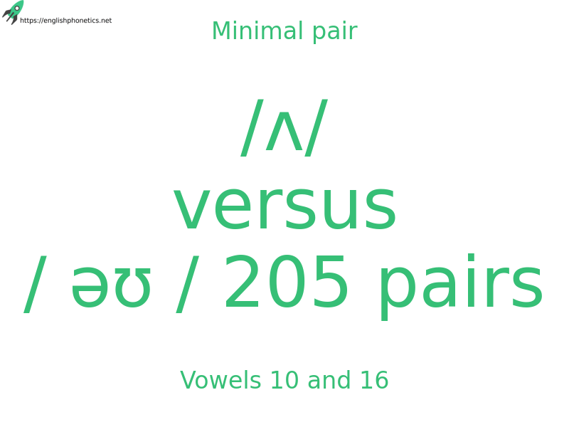 Minimal pair: Vowels 10 and 16, /ʌ/ versus / əʊ / 205 pairs