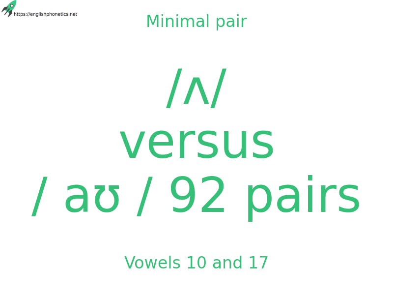 Minimal pair: Vowels 10 and 17, /ʌ/ versus / aʊ / 92 pairs