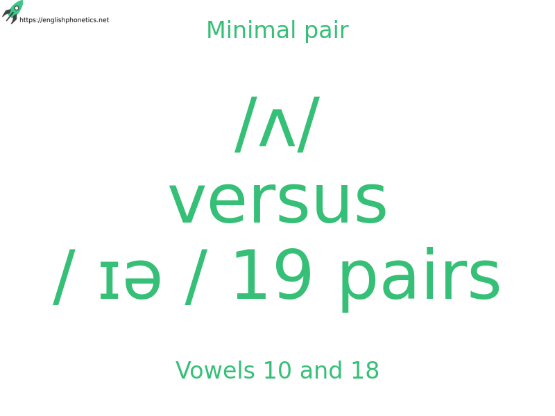 Minimal pair: Vowels 10 and 18, /ʌ/ versus / ɪə / 19 pairs