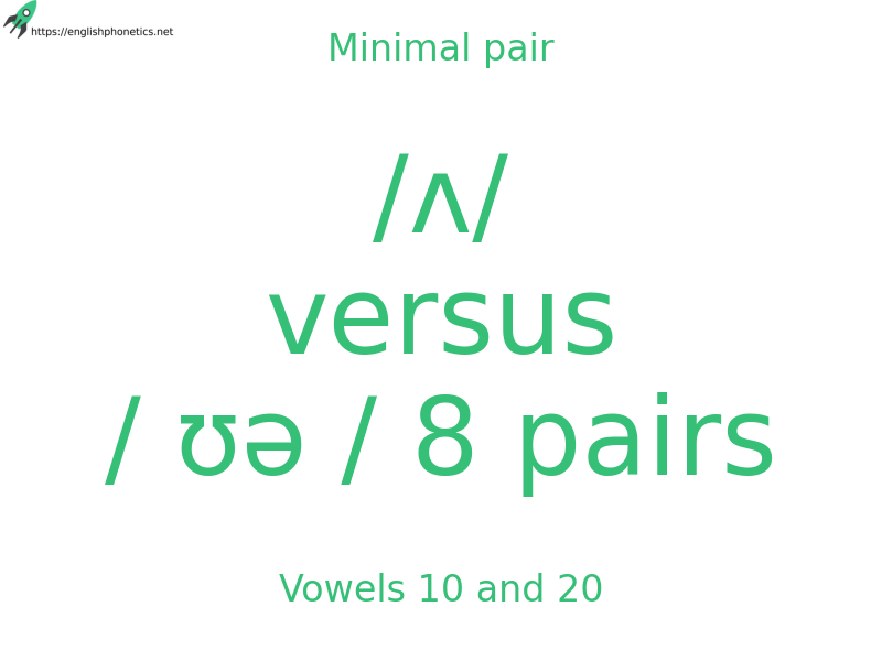 Minimal pair: Vowels 10 and 20, /ʌ/ versus / ʊə / 8 pairs