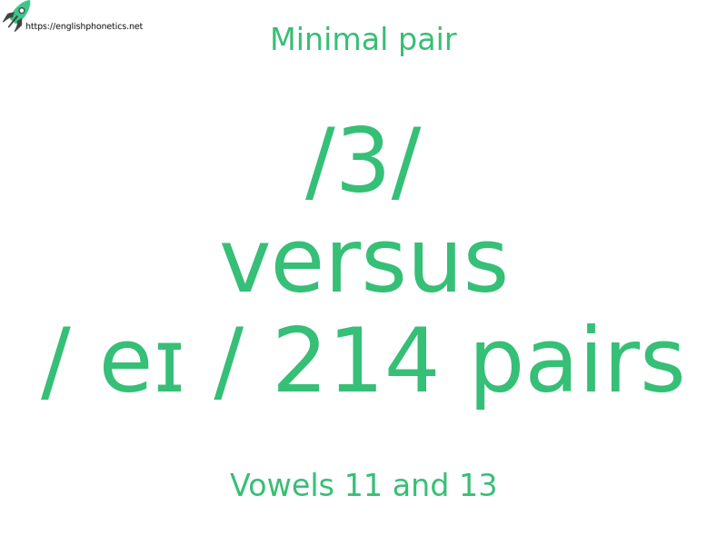 Minimal pair: Vowels 11 and 13, /3/ versus / eɪ / 214 pairs