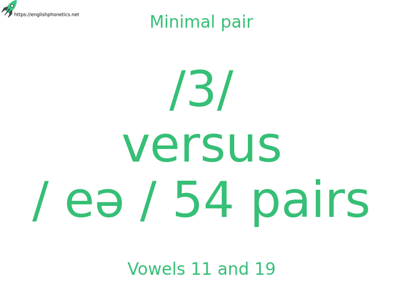 Minimal pair: Vowels 11 and 19, /3/ versus / eə / 54 pairs