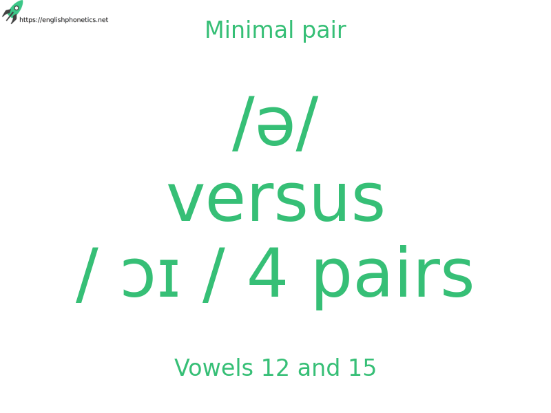Minimal pair: Vowels 12 and 15, /ə/ versus / ɔɪ / 4 pairs