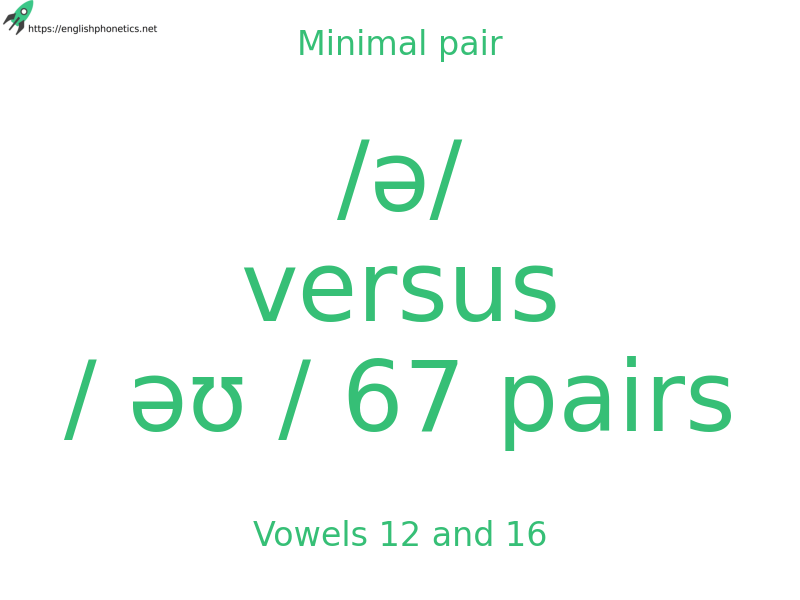 Minimal pair: Vowels 12 and 16, /ə/ versus / əʊ / 67 pairs