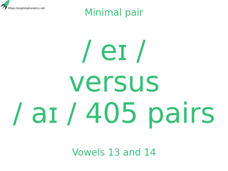 Minimal pair: Vowels 13 and 14, / eɪ / versus / aɪ / 405 pairs