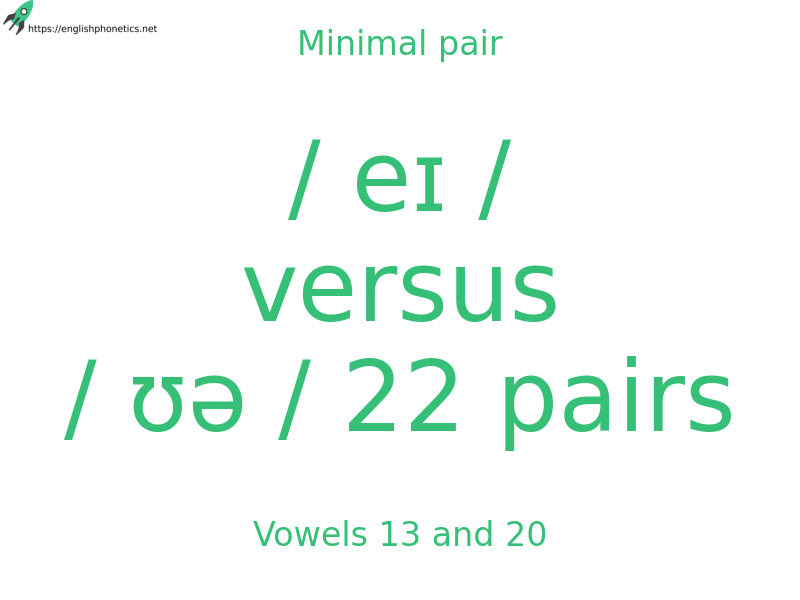 Minimal pair: Vowels 13 and 20, / eɪ / versus / ʊə / 22 pairs