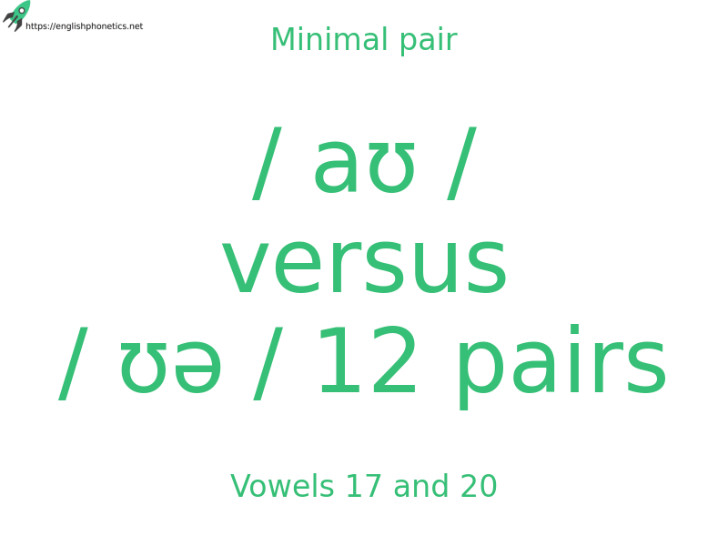 Minimal pair: Vowels 17 and 20, / aʊ / versus / ʊə / 12 pairs