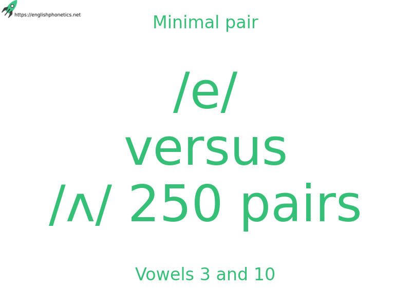 Minimal pair: Vowels 3 and 10, /e/ versus /ʌ/ 250 pairs