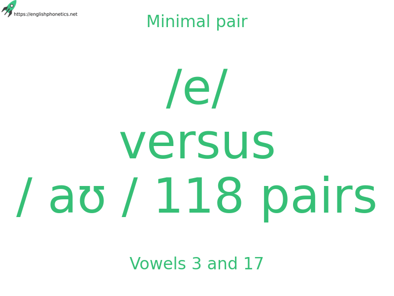 Minimal pair: Vowels 3 and 17, /e/ versus / aʊ / 118 pairs