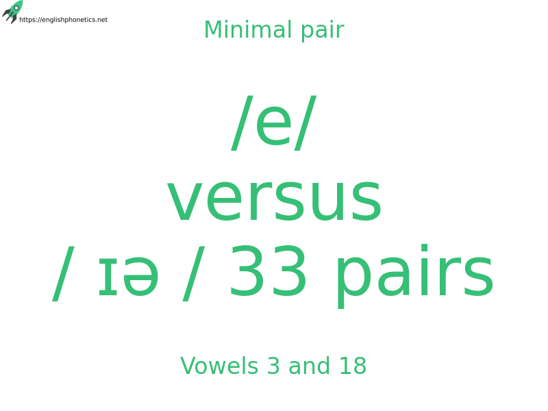 Minimal pair: Vowels 3 and 18, /e/ versus / ɪə / 33 pairs
