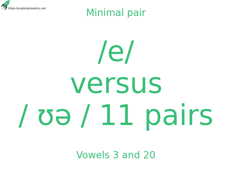 Minimal pair: Vowels 3 and 20, /e/ versus / ʊə / 11 pairs