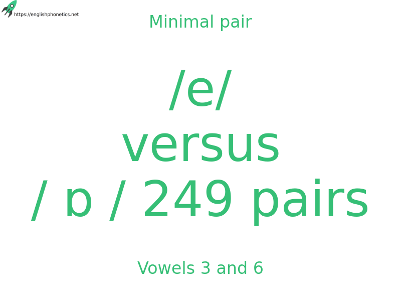 Minimal pair: Vowels 3 and 6, /e/ versus / ɒ / 249 pairs