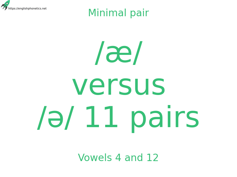 Minimal pair: Vowels 4 and 12, /æ/ versus /ə/ 11 pairs