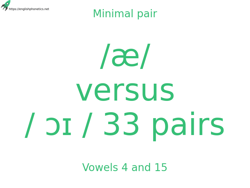 Minimal pair: Vowels 4 and 15, /æ/ versus / ɔɪ / 33 pairs