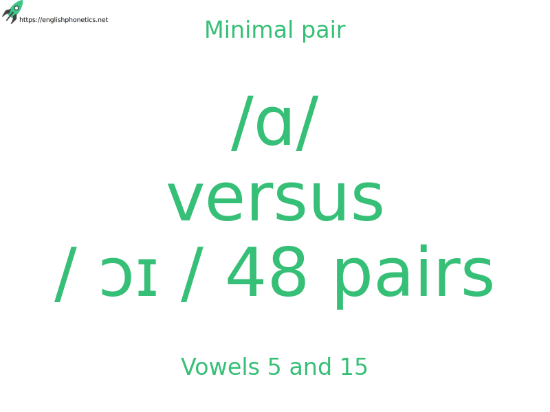 Minimal pair: Vowels 5 and 15, /ɑ/ versus / ɔɪ / 48 pairs