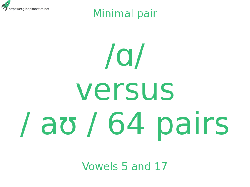 Minimal pair: Vowels 5 and 17, /ɑ/ versus / aʊ / 64 pairs